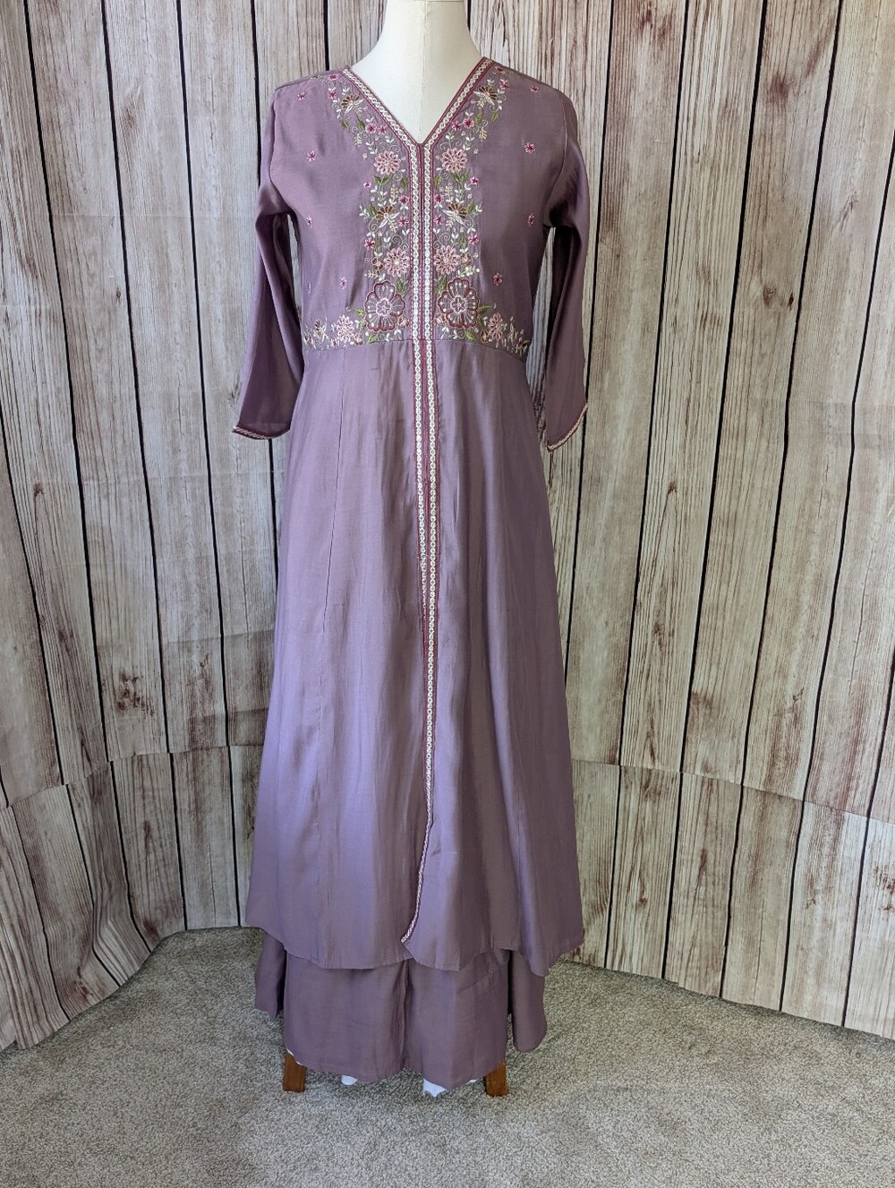Mauve Embroidered Split-Front Indian Pakistani Kurta Salwar Suit